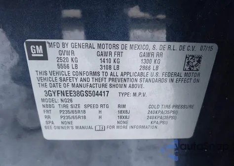 2016 Cadillac Srx Luxury Collection from USA, damaged, VIN 3GYFNEE38GS504417